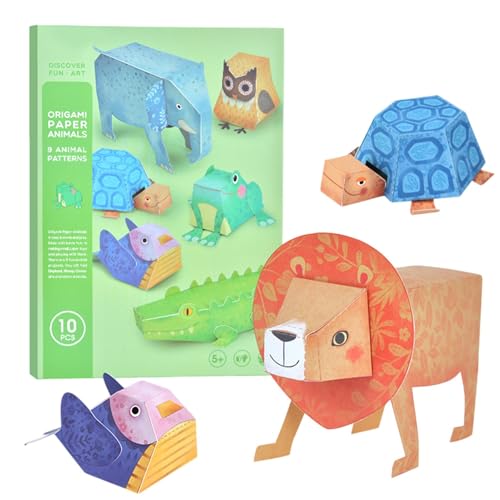 Bastelpapier falten,Bastelsets zum Falten von Papier - Buntes Tier-Faltpapier-Set | Vorschulpädagogisches Spielzeug für Kinder ab 5 Jahren, Autoreisen-Roadtrip-Spielaktivitäten von Generisch