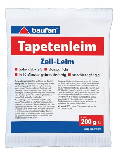 Baufan Tapetenleim 200 g Zell-Leim Tapetenkleister Tapetenkleber Kleister Tapete Rauhfaser von Generisch