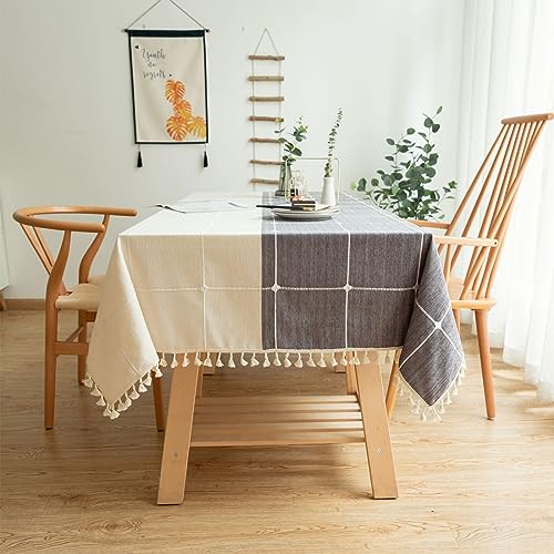 Baumwoll-Leinen-Tischdecke für Party, Esstisch, Zubehör, für Küche, Abendessen, Picknick, Outdoor, rechteckig, Dunkelgrau, 90 x 140 cm von Generisch