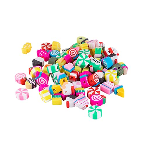 Beads Spacer Pottery 50 weiche Perlen-Charms, bunte Stücke, gemischt, Heimwerken Süße Bürodeko (E, One Size) von Generisch