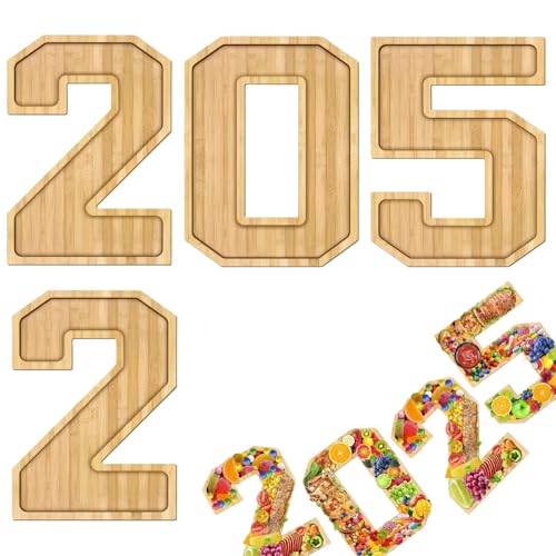 Befüllbares Nummerntablett, Dekoration aus Holz, 2025 Zahlen-Set | Snack-Tabletts, Abschlussfeier, Partyzubehör, Kuchenteller für und Obst Befüllbares Nummerntablett, Dekoration aus Holz, 2025 Zahlen-Set | Snack-Tabletts, Abschlussfeier, Partyzubehör, Kuchenteller für und Obst von Generisch