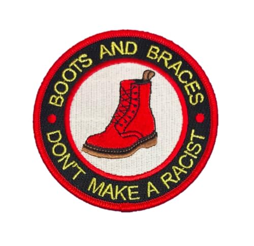 Bestickter Aufnäher mit Aufschrift "Boots and Braces Don't Make A Racist" von Generisch