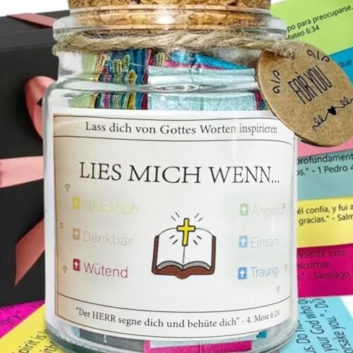 Bibelverse Im Glas Deutsch, Glas Mit Bibelversen, Glas Mit Hoffnung, Bibel Verse Im Glas Bibelglas Deutsch Mit 90 Stück Farbigen Bibelversen Karten, Bible Verses Jar, Bibelverse, Christliche von Generisch