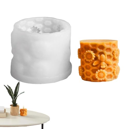 Bienenzylinder Silikonform - Honigkamm Silikonform | 3D -Zylinderseife Schimmel Kerzenform | Schnellveröffentlichung Casting Home Decoration Tierharz Kunst Für Fondant & Backen von Generisch