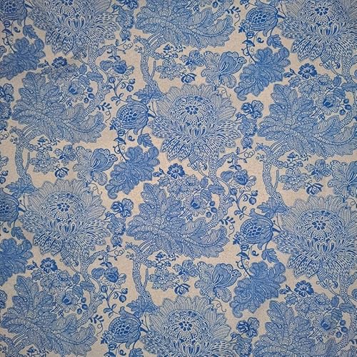 Blauer Stoff mit Blumenmuster, 80 % Baumwolle, 20 % Polyester, bedruckt, Halb-Panama-Baumwolle, 140 cm breit, bedruckter Stoff zum Basteln, Nähen, Quilten, Patchwork Blauer Stoff mit Blumenmuster, 80 % Baumwolle, 20 % Polyester, bedruckt, Halb-Panama-Baumwolle, 140 cm breit, bedruckter Stoff zum Basteln, Nähen, Quilten, Patchwork von Generisch