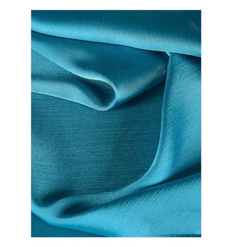 Blauer glänzender Satin-Crêpe-Stoff, Falten Frühling und Sommer, dünn, plissiert, Chiffon, Haute-Kleid-Hemd von Generisch