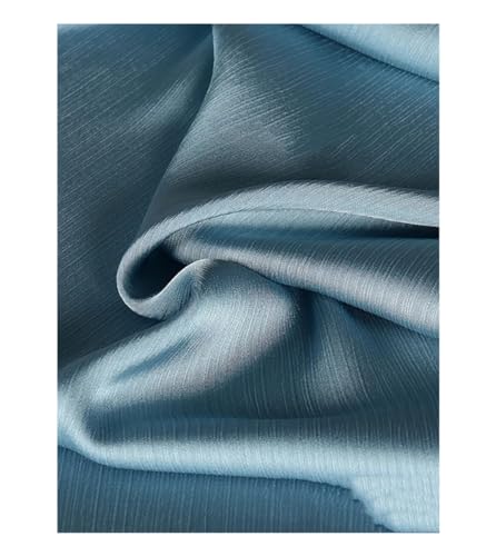 Blauer glänzender Satin-Crêpe-Stoff, Falten Frühling und Sommer, dünn, plissiert, Chiffon, Haute-Kleid-Hemd von Generisch