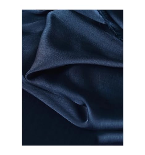 Blauer glänzender Satin-Crêpe-Stoff, Falten Frühling und Sommer, dünn, plissiert, Chiffon, Haute-Kleid-Hemd von Generisch