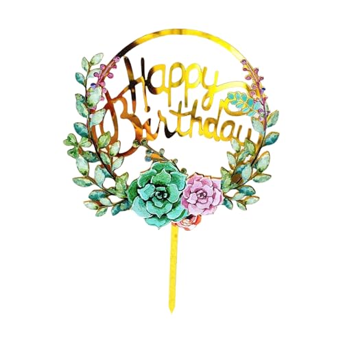 Blumen Cake Toppers Acryl Happy Birthday Cake Toppers Verschiedene Geburtstag Party Hochzeit Kuchen Dekoration von Generisch