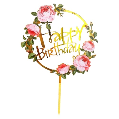 Blumen Cake Toppers Acryl Happy Birthday Cake Toppers Verschiedene Geburtstag Party Hochzeit Kuchen Dekoration von Generisch