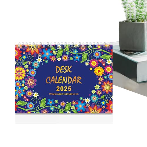 Blumen-Tischkalender – Offset-Papier, englischer Kalender, kreativer Zeitplan, Notizblock, nicht verblassender Stehpult-Kalender, akademischer Jahres-Staffelei-Kalender für Büro und Heimdekoration von Generisch