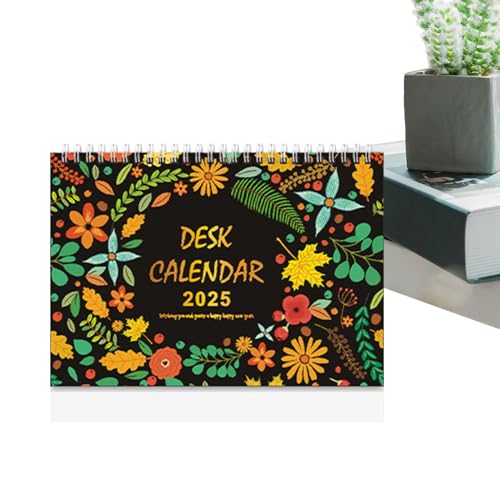 Blumen-Tischkalender – nicht verblassender Stehtischkalender | Offset-Papier Englischer Kalender Kreativer Zeitplan Notizblock | Akademisches Jahr Staffelei Kalender für Büro und Heimdekoration von Generisch