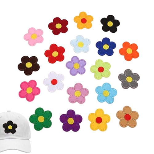 Blumenflicken für Kleidung, Blumenflicken zum Aufbügeln - 20 Stück Abzeichen, bestickte Aufnäher - Kleine bunte Applikation zum Aufnähen, niedliche Flicken für die Reparatur von Kleidung, Bastelarbei von Generisch