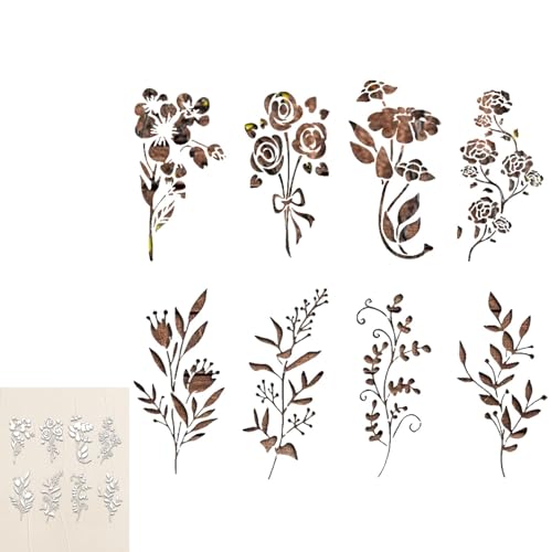Blumenschablonen zum Malen auf Holz, große Blumenschablonen | Florale Malschablonen,Frühlings-Malschablonen, wiederverwendbare Blumenvorlage zum Malen auf Holz, Kartendekoration von Generisch