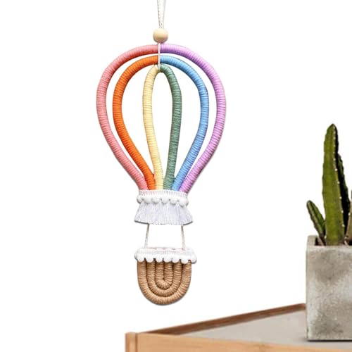 Boho-Regenbogen-Raumdekoration: Handgefertigte Weberei-Quasten-Dekoration, handgefertigte Boho-Regenbogen-Wandkunst, Heißluftballon-Regenbogen-Makramee-Wandanhänger, Kinderzimmer, Wände, Haushalt für von Generisch