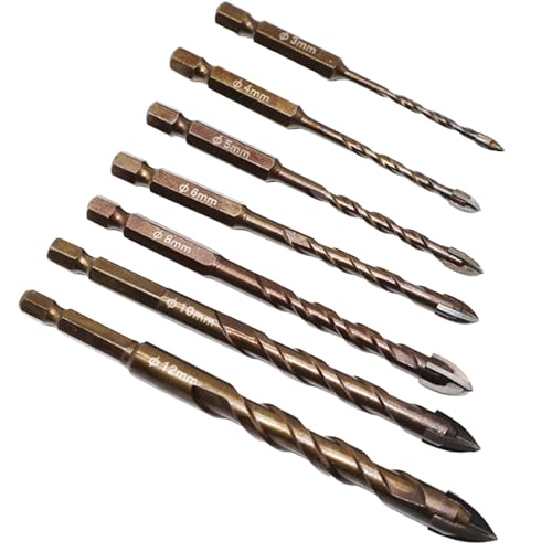 Bohrer-Set für Beton und Baustoffe – Set mit 7 langlebigen Schlagbohrern für Granit, Marmor, Porzellan, Keramik, Glas und Aluminium mit Diamantspitze Bohrer-Set für Beton und Baustoffe – Set mit 7 langlebigen Schlagbohrern für Granit, Marmor, Porzellan, Keramik, Glas und Aluminium mit Diamantspitze von Generisch