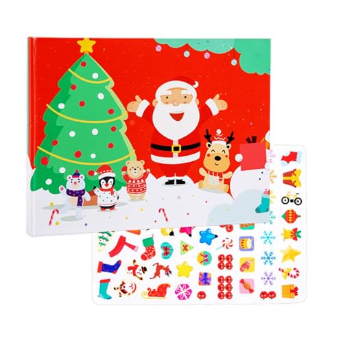 Book Christmas Stickers, Christmas Stickers for Crafts, Small Christmas Stickers, Toddler Christmas Activity Set, 27.5x20.5x1.5cm Christmas Themed Jelly Sticker Books for Fun & Fine Motor Skills von Generisch