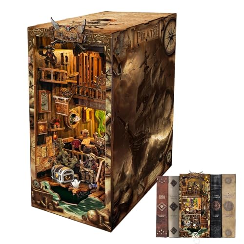 Book Nook Kit – 11 cm Miniatur-Puppenhaus-Buchecken-Kit mit 322-teiligem Puzzle | Puppenhaus-Buchecke | Book Nook Miniatur-Kit | Miniaturhaus-Set | Hochsee-Abenteuer -Puzzle für Kinder von Generisch