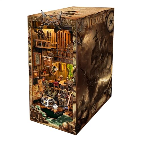 Book Nook Miniatur-Set, Holzpuzzle, Erwachsenen-Puzzle-Buchstütze, künstlerische Buchecke, Holz-Buchstützen- , Puzzle-Buchstützen-Dekoration, Arbeitszimmer- , für Zimmer, Wohnzimmer, von Generisch