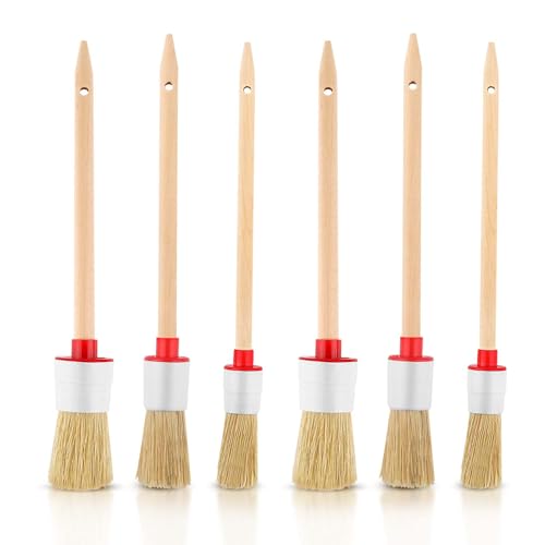 6 Stück Borstenpinsel Rundpinsel Set, Pinsel Rund 20mm/25mm/30mm Professionelles Naturholz Rundpinsel Ringpinsel Set Wachspinsel zum Streichen von Wänden und Möbeln für den Hausgebrauch von Generisch