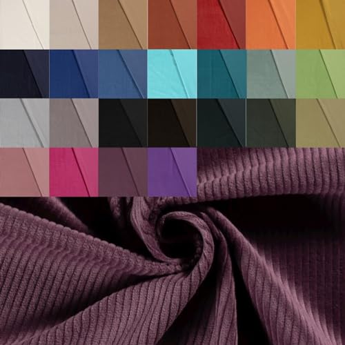 Breitcord Meterware - robuster Cordstoff - weicher Baumwollcord - dicker Rippenstoff - breit gerippt - fester Cord Baumwolle *ab 50 cm, Farbe: 043 mauve von Generisch