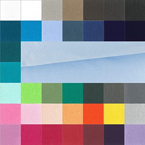 Bündchen Meterware glatt - Bündchenstoff Uni - Schlauchware meliert - Bündchenware - Strickschlauch ÖkoTex 100 Klasse 1 * 25 cm x 70 cm (35 cm im Schlauch), Farbe: 002 hellblau von Generisch