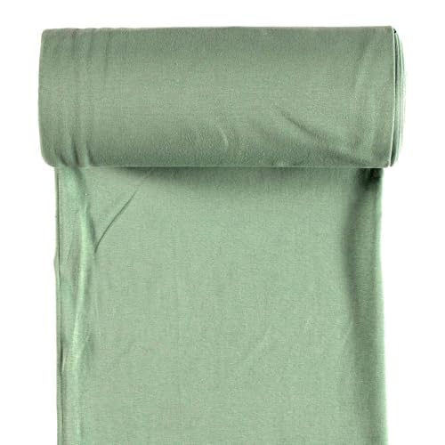 Bündchen Meterware glatt - Bündchenstoff Uni - Schlauchware meliert - Bündchenware - Strickschlauch ÖkoTex 100 Klasse 1 * 25 cm x 70 cm (35 cm im Schlauch), Farbe: 021 jade von Generisch