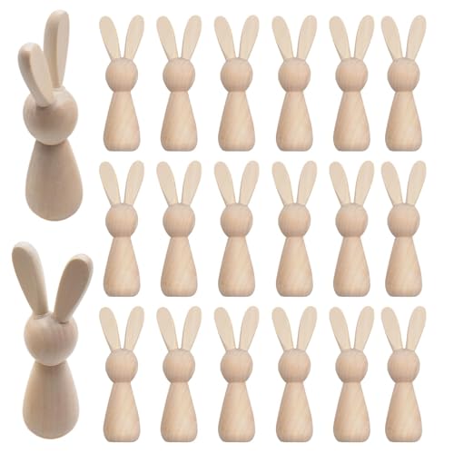 Bunny Wood Cutout, 20 Pieces Unpainted Wooden Bunnies, Farmhouse Easter Decor, Easter Table Decorations, DI Y Wood Crafts for Spring Holiday and Seasonal Projects von Generisch