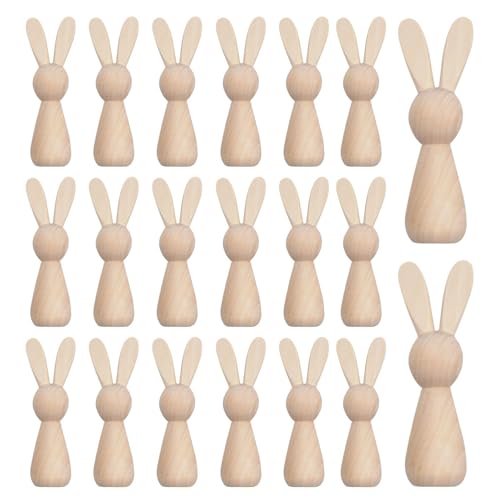 Bunny Wood Cutout, 20 Pieces Unpainted Wooden Rabbit Signs, Farmhouse Easter Decor, (Craft Design), Perfect for Spring Table Decorations and Spring Wood Crafts von Generisch