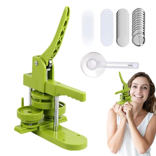 Button Maker - Badge Making Kit - Ring Cutter Press Machine with 100pcs Button Parts | DIYY Pin Badge Press Machine | Portable Photo Magnet Maker Machine Press Machine Press Machine for Pin Badges von Generisch