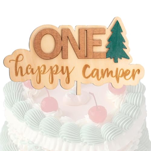 Camping-Geburtstagskuchen-Topper, Kuchen-Topper für Camping - Photo Booth Prop Cupcake Topper - Cupcake-Dekorationsaufsatz für Camping-Geburtstage, Camp-Geburtstagsfeiern von Generisch