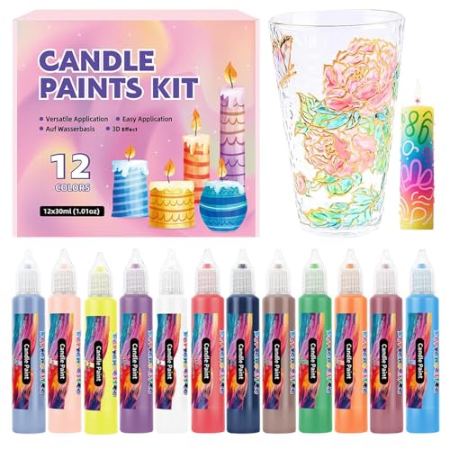 Canvas Markers - 12 Farben Kerzenwachs Malstifte Set,Schreiben und Gestalten für Anfänger auf Glas Basteln Kinder Baumwolltaschen Geschenke Canvas Markers - 12 Farben Kerzenwachs Malstifte Set,Schreiben und Gestalten für Anfänger auf Glas Basteln Kinder Baumwolltaschen Geschenke von Generisch