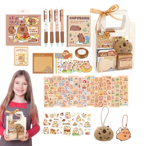 Capybara-Briefpapier-Set, süßes Capybara-Briefpapier-Set,Niedliches Capybara-Briefpapier für und Mädchen - Niedlicher Capybara-Bleistift, Cartoon-Briefpapier-Set, Schulbleistift für Kinder, Studenten, von Generisch