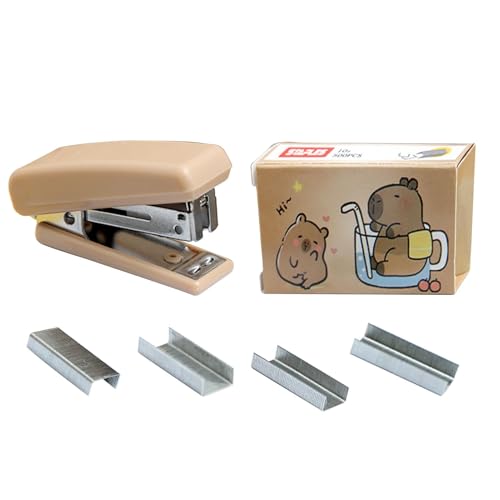 Capybara Desktop Stapler, Niedliche Tierstitcher, Tragbare Kinder Grundnahrungsmittel, Cartoon -Handheld -Stapler Einfach Zu Bedienen, Anwendungsbereich 3.94x3.15 Zoll Für Arbeit, Schule, Studienrauma von Generisch