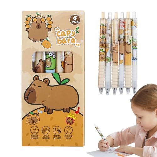 Capybara Gelschreiber-Set, einziehbare Kugelschreiber, feine Spitze, schnell trocknende Gelstifte, niedliche Cartoon-Gelstifte, Notiz-Taking-Tintenroller, perfekt für Schulen oder Büros von Generisch