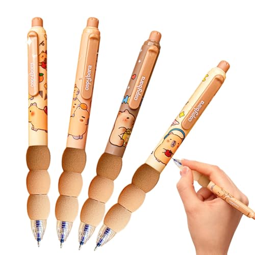 Capybara Gelstifte, Cartoon-Capybara-Stift-Set, niedlicher Capybara-Kugelschreiber, einziehbar, radierbar, blauer Capybara-Tintenstift, glattes Schreiben, Schulstift, 4 Stück von Generisch