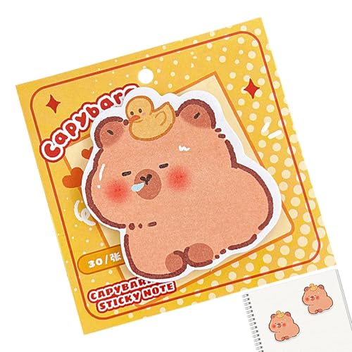 Capybara Haftnotizen – Cartoon Capybara Haftnotizen | 30 Blatt Capybara Tier Haftnotizen | Capybara Memo Pad Notes | Neuheit Selbsthaftende Haftnotizen Blöcke für Capybara-Liebhaber von Generisch