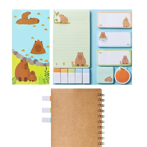 Capybara Haftnotizen Set | Schreiben Haftnotizen Cute Capybara Pads - Wiederverwendbare Schreibwaren Lehrbücher Tür und Tagebuch Studenten Textstreifen zum Lesen, Arbeiten von Generisch