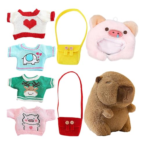 Capybara-Plüschtiere, Capybara-Plüsch - Gefülltes Capybara-Umarmungskissen | 9,84 Zoll süße Plüschpuppe Capybara Naptime Puppe mit Kleidung und Accessoires Gefülltes Kissen für Mädchen Zimmerdekoratio von Generisch