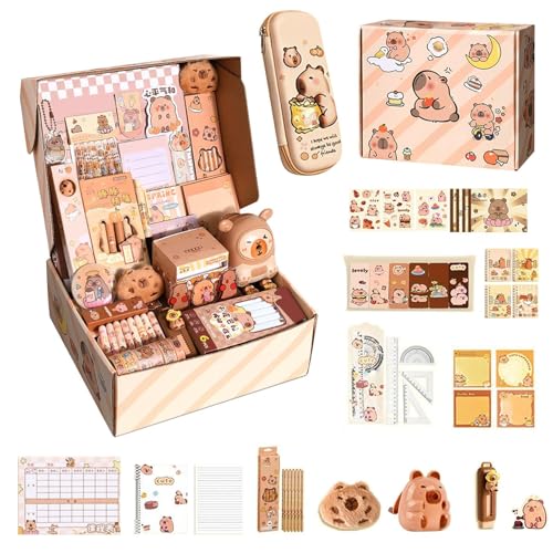 Capybara Stationery Set, Capybara -Bleistiftkoffer für Kinder, niedliche Capybara -Briefpapier mit Radiergummi, Kugelschreiber, Aufkleber, Schlüsselbund und mehr, breites Eröffnungsstiftorganisator Capybara Stationery Set, Capybara -Bleistiftkoffer für Kinder, niedliche Capybara -Briefpapier mit Radiergummi, Kugelschreiber, Aufkleber, Schlüsselbund und mehr, breites Eröffnungsstiftorganisator von Generisch