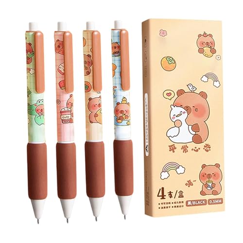 Capybara Stifte Set Mit 4 Tierstifte - Kugelschreiber Capybara Schwarze Tinte Aesthetic School Stuff - Durchmesser Der Mine 0,5mm - Wasserschwein Schreibwaren Studenten Geschenk Schule Bürobedarf von Generisch