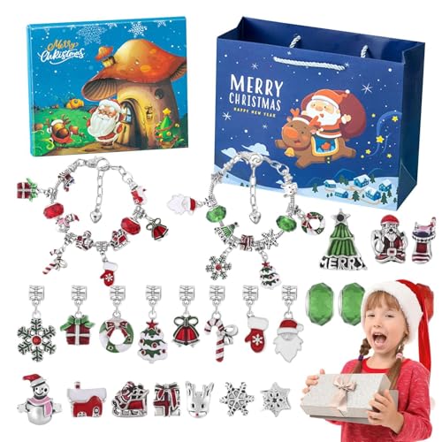 Charm-Armbänder-Sets, Countdown-Kalender-Schmuckherstellungsset - Kristall-Adventskalender,Schmuckherstellungsset für Damen, süßer Schmuck für Weihnachten, Geburtstag, Neujahr von Generisch