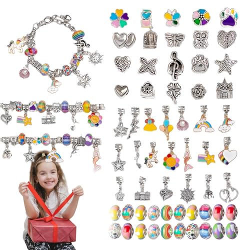 Charm-Armband-Bastelset, Armband-Schnurhersteller-Set, handgefertigtes Schmuckherstellungszubehör, Schmuck-Perlen-Set, Charm-Armband, Halsketten-Set mit Aufbewahrungstasche zum Basteln von Generisch