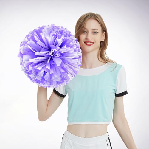 Cheerleader-Handheld-Farbblumen-Sportaktivitäten, Aufführungszubehör, rund, hochdichter Farbstreifen, leicht, Doppelfinger-Ring-Schnalle, Design, Kinder-Party-Teller, Becher (K, Einheitsgröße), 2 von Generisch