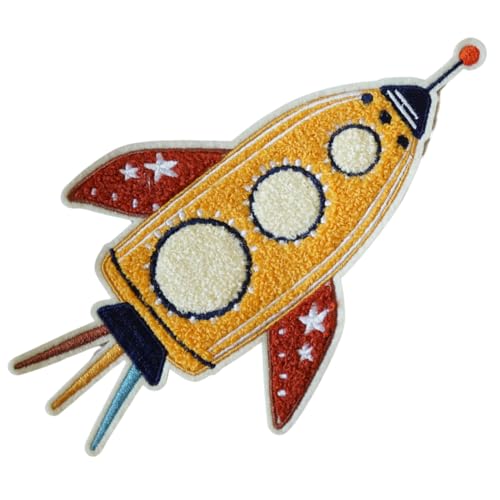 Chenille Patch "Rakete" - Aufbügler, Aufnäher, Bügelbild, Patches, Flicken, flauschig, zum aufbügeln, Rocket, Weltall, Kinderkleidung von Generisch