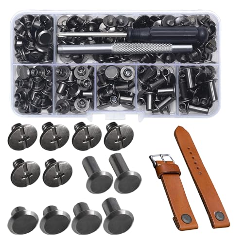 Chicago Button Chicagoo Schrauben sortiert Kit | Bindungspfostenschraube | Chicaago Nieten | Bindingg Schrauben Chiccago Bindeschrauben Kit Schwarze Nagelniete Chicago Button Leder Handwerk Chicago Button Chicagoo Schrauben sortiert Kit | Bindungspfostenschraube | Chicaago Nieten | Bindingg Schrauben Chiccago Bindeschrauben Kit Schwarze Nagelniete Chicago Button Leder Handwerk von Generisch