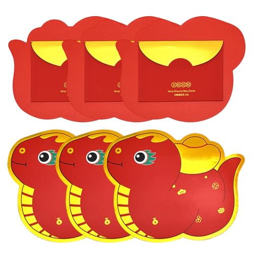 Chinesische Neujahrsschlange Rote Umschläge,Rote Umschläge Chinesische Schlange | 6X Cartoon Lunar New Year of the Snake Umschlag,Rote Taschen zum Mondneujahr, Glücksgeldumschläge für die Neujahrshoch von Generisch