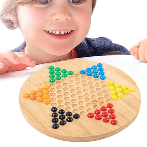 Chinesisches Dame-Brettspiel, sechseckige Holz-Checkers-Platte, Sechseckiges Glasperlen-Dame-Spiel, Strategie-Puzzle-Familienbrettspiel für, Mädchen, Freunde, Familie von Generisch