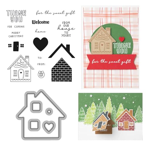 Christmas Stamps and Dies | Holiday Stamp Set | Winter Theme Dies | Christmas House Craft Scrapbooking Mold | Cut Stencils for Making Various Festivals Album Scrapbooking Greeting Card von Generisch