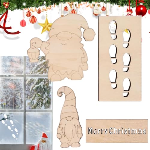 Christmas Stencils | Reusable Christmas Gnome Stencils | Gnome Footprint Stencil Templates | Christmas Paint Stencils | Holiday Drawing Templates Easy To Use & Clean Wood For Floor Porch Wall von Generisch